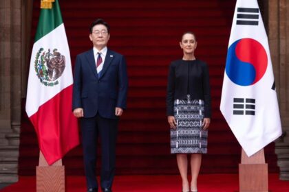 Sheinbaum recibe en Palacio Nacional al presidente de Corea del Sur