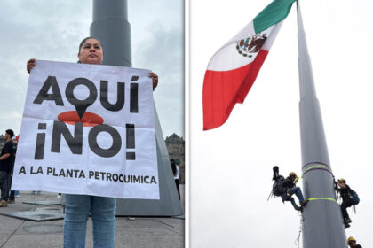 Greenpeace lleva al Zócalo la protesta contra la planta de amoníaco en Topolobampo